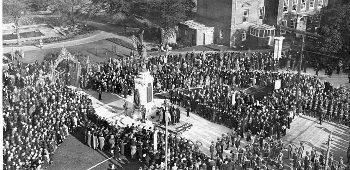 Historical Remembrance Sunday ceremony at Colchester War Memorial